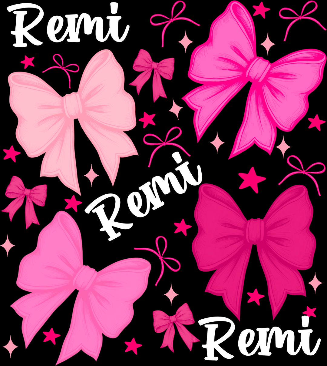 Personalized Name File Pink Bows Black Background