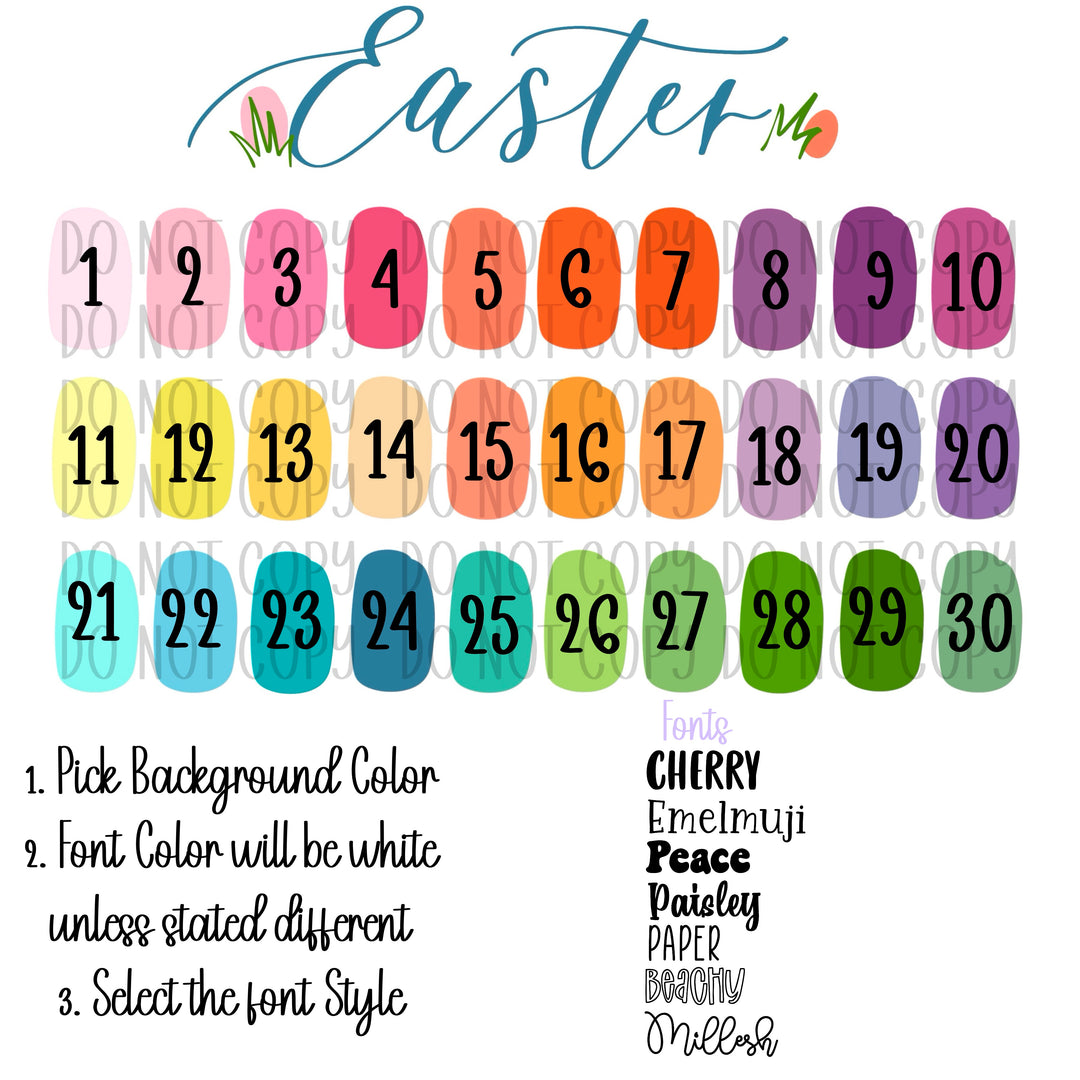 2 Tone Easter Color Chart