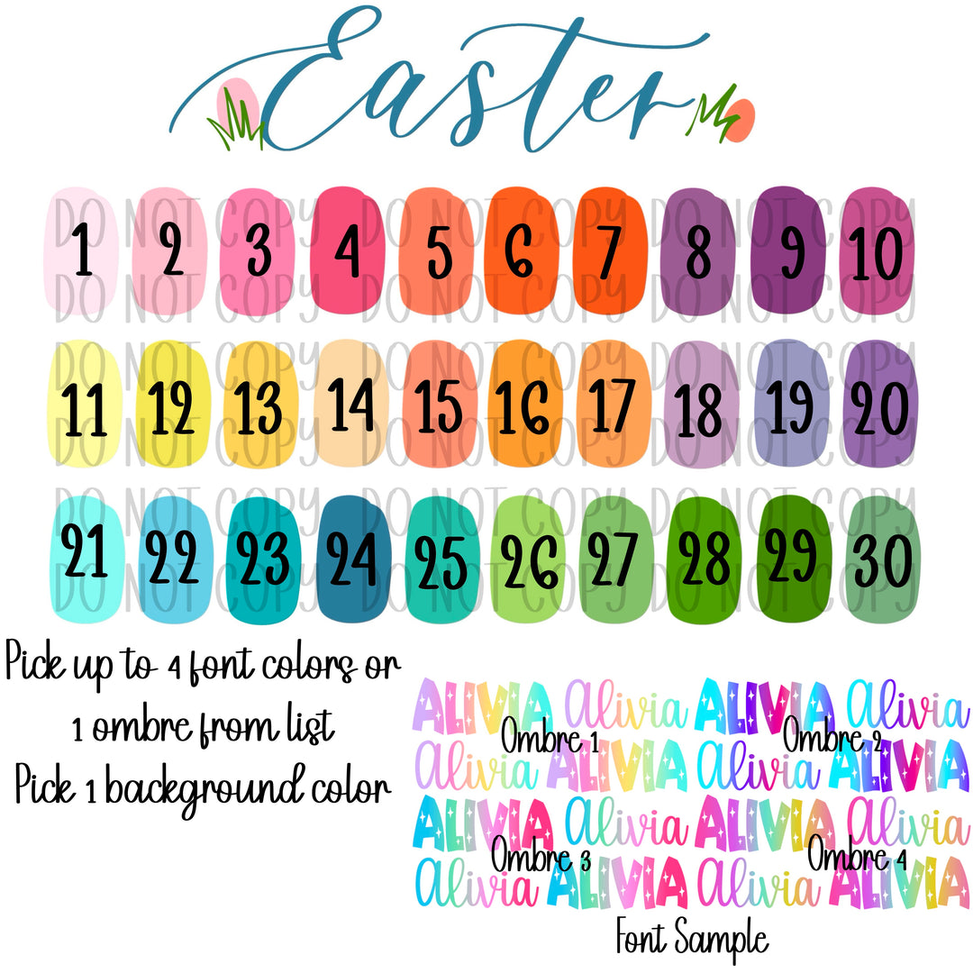 Easter Color Chart Ombre Name File