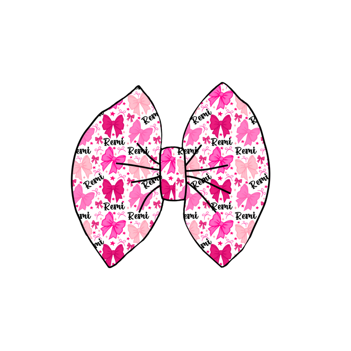 Personalized Name File Pink Bows White Background