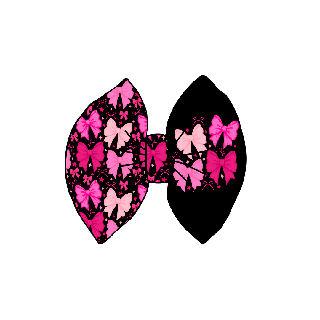 2 Tone Pink Bows Black Background